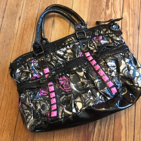 Iron Fist Handbags - Iron Fist "Muerte" Punk Skull &Rose Tote Bag